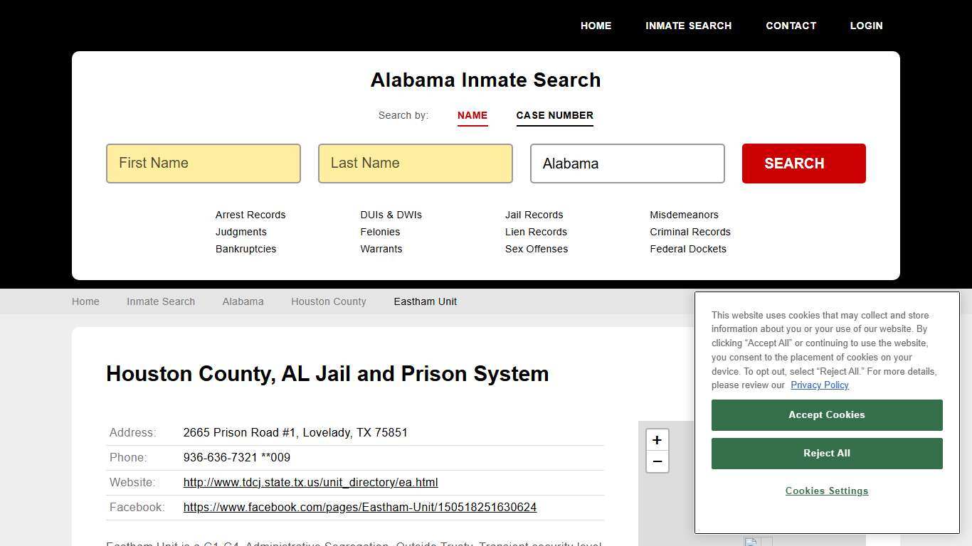 Eastham Unit Inmate Records Search, Alabama - StateCourts